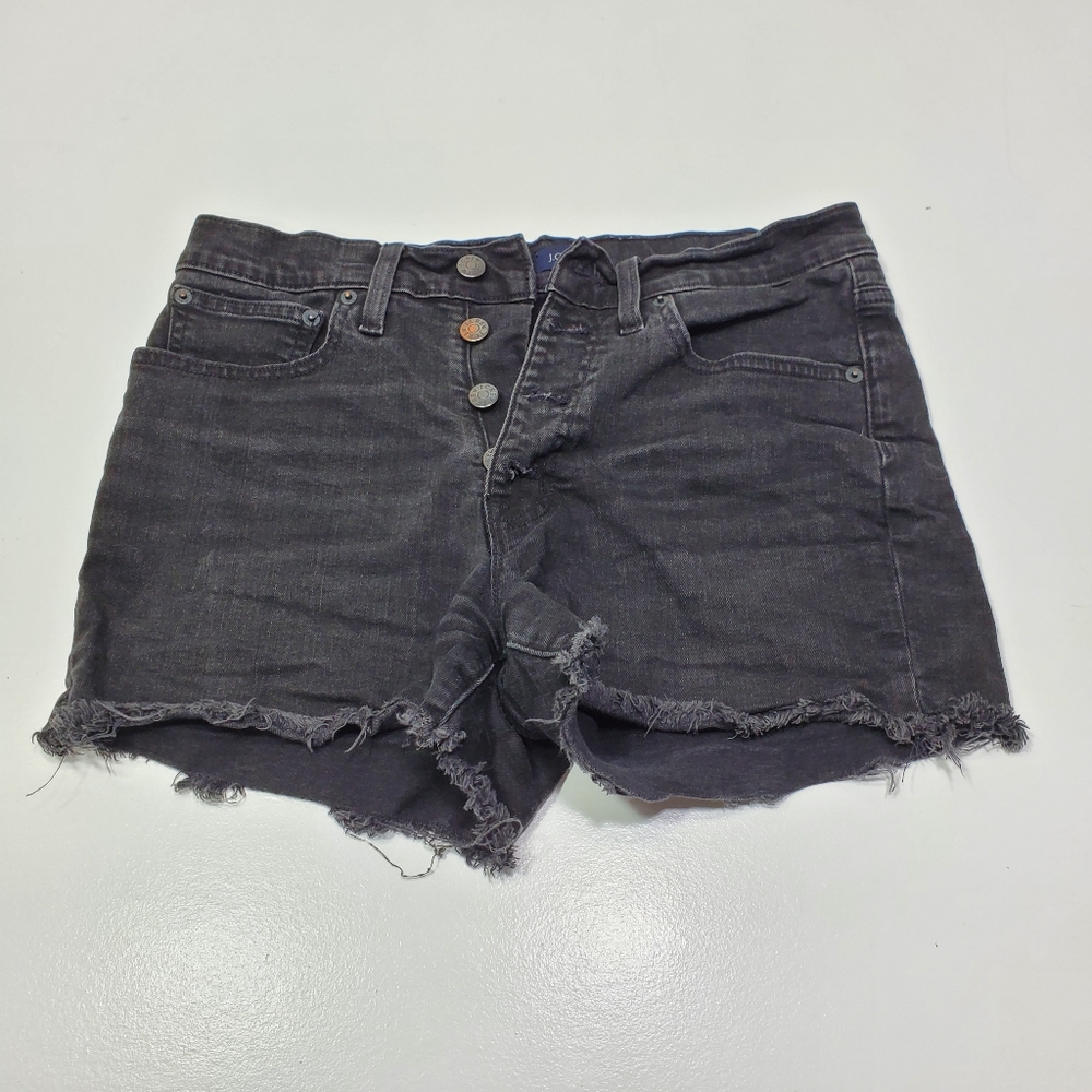 J.Crew Classic denim short Women Size 27 with button fly in black wash‎